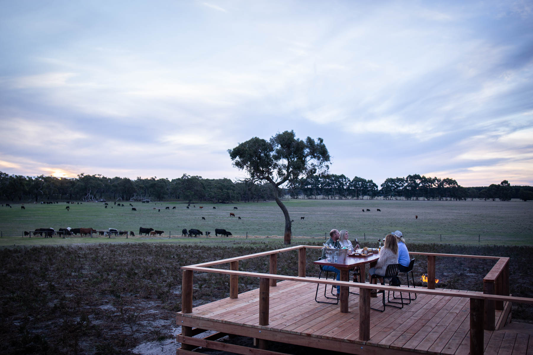 Warrawindi Escapes, Enjoying refreshments and home grown sustainable meats.